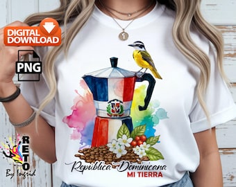 Acuarela dominicana PNG para sublimación y DTF, Descarga inmediata