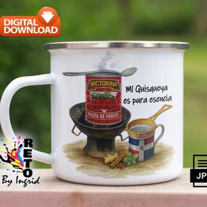 Digital wrap for 12oz mug, Dominican Tea in a can, JPG template for sublimation, Instant download