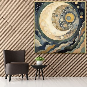 The Moon / Abstract Celestial Artwork / Blue Wall Art / Astrological Canvas Art / Large Modern Art / Bedroom Wall Décor / Abstract Art #009