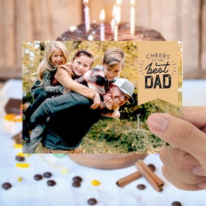 Regalo de fotografía personalizado para papá, día del padre, cumpleaños, plantilla de Canva personalizable de descarga instantánea, tarjeta de mejores deseos