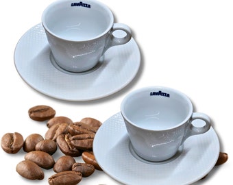 Lavazza Cappuccino Cups & Saucers Set Premium Collection 6oz Coffee Mugs with Saucers