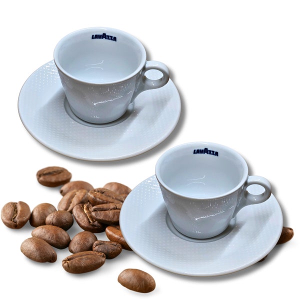 Lavazza Cappuccino Cups & Saucers Set Premium Collection 6oz Coffee Mugs with Saucers