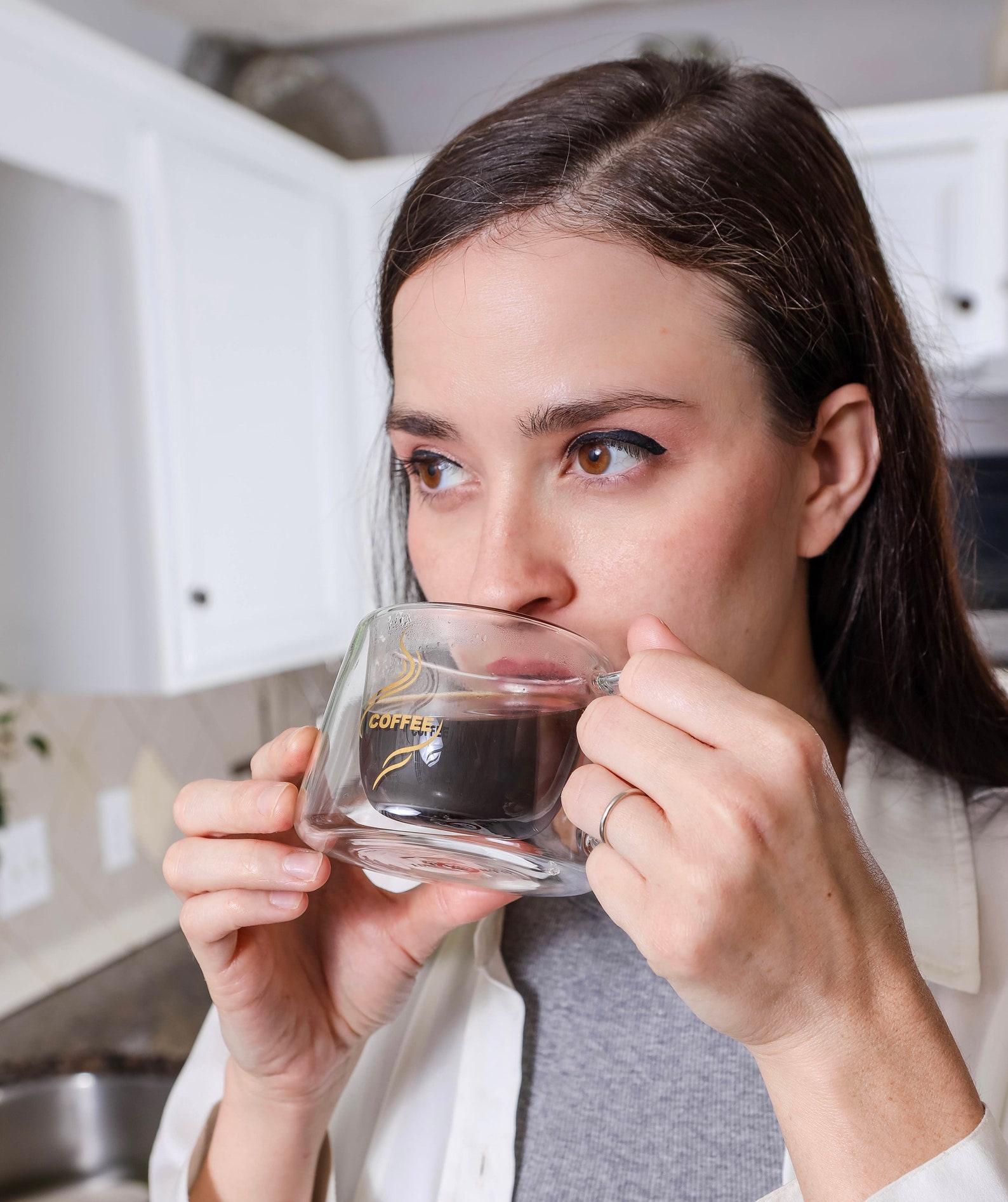 Double Wall Glass Coffee Mugs Set 6.7oz Insulated Clear Glass Etsy