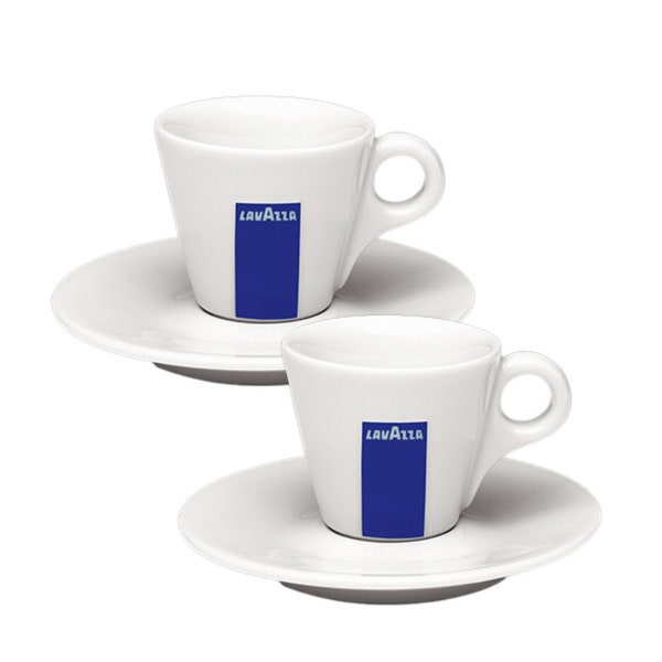 Lavazza Espresso Cups & Saucer Set 2oz Espresso Mugs Set of 2 Classic Collection