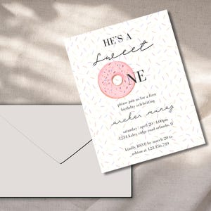 Digital or Printable Baby First Birthday Invitation | Personalize on Canva or Print As Is