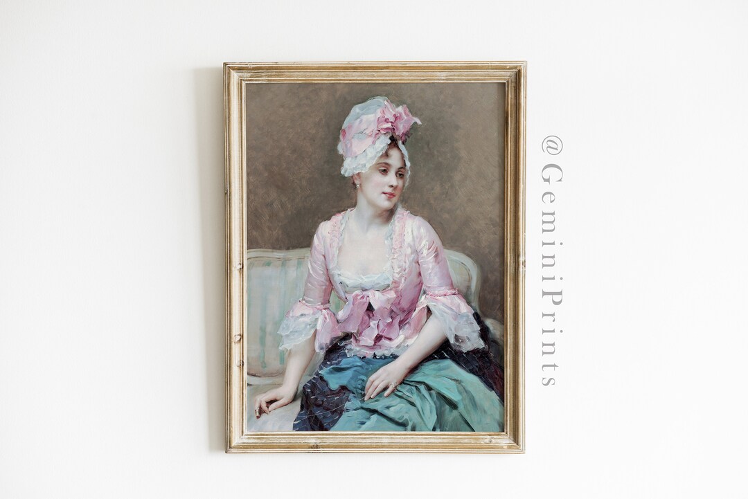 Vintage Woman Portrait on Sofa | Antique Digital Printable Wall Art ...