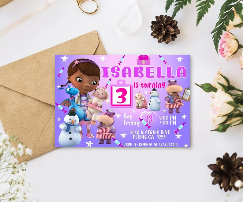 Editable Doc Mcstuffins Birthday Invitation Template, Printable