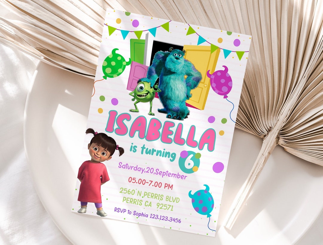 Editable Monsters Inc Birthday Invitation Template, Printable Birthday Editable Monsters Inc Birthday Invitation Template, Printable Birthday