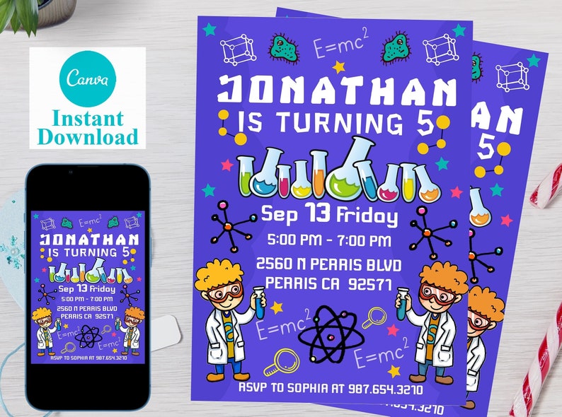 Editable Science Birthday Invitation Template Printable - Etsy