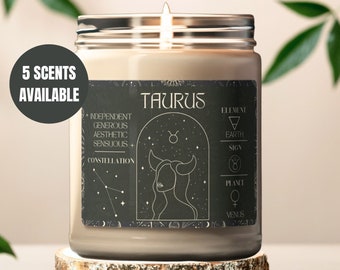 Taurus Candle Zodiac Sign Gift Star Sign Candle Astrology Candle Horoscope Gift BFF Birthday Gift Her Best Friend Birthday Candle Gift