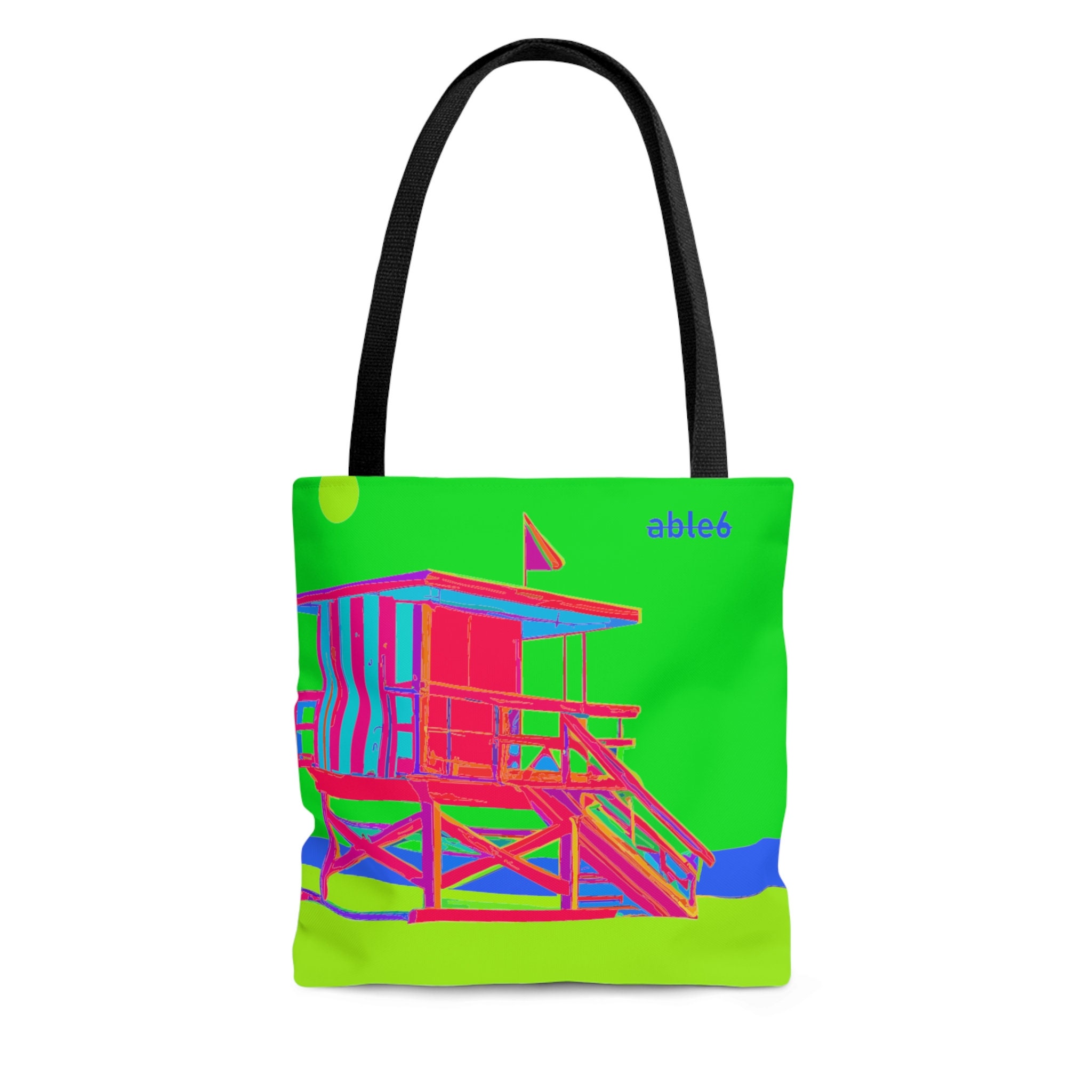Miami Beach Lifeguard Tower, A Neon Green Beach Bag for Pretty People