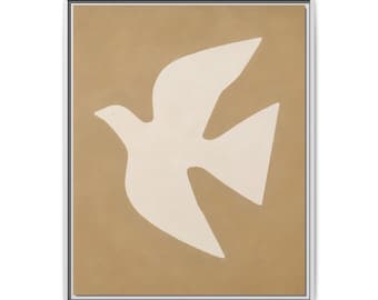 Lienzo minimalista con estampado de pájaros / Arte mural moderno orgánico escandinavo de 24 x 30 pulgadas