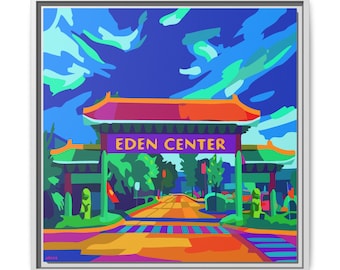 Lienzo impreso del Eden Center / Arte colorido del mercado vietnamita, lugar emblemático de Falls Church