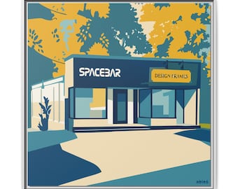 Lienzo impreso de Spacebar Falls Church / Obra de arte moderna para bares, decoración del norte de Virginia