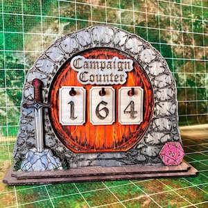 DND Campaign Counter, Dungeon Door Tracker, DM Gift, Session Tracker Board, Personalized Party Name Sign, Tabletop RPG Decor, Round Door