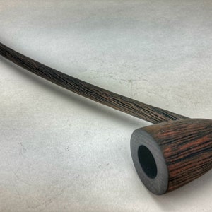 Long Stem Wizard Tobacco Pipe: Rustic Churchwarden Style, Cherry Wood