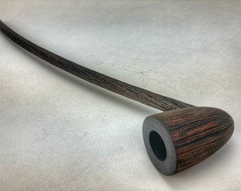 Long Stem Wizard Tobacco Pipe: Rustic Churchwarden Style, Cherry Wood