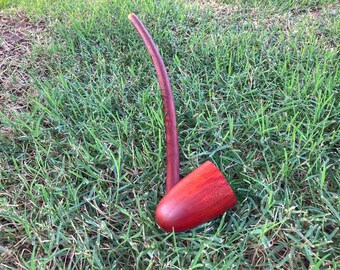 Handgefertigte Pfeife aus Kirschholz: 40cm langem Stiel aus Kirschholz