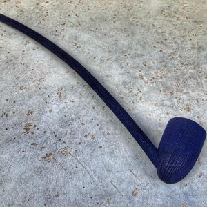 Long Stem Fantasy Wooden Wizard Tavern Tobacco Pipe Rustic Navy Blue