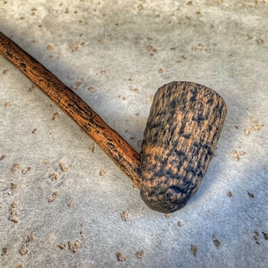 Cosplay Accessory Prop Long Stem Wizard Pipe Fully Functional Traditional Tobacco Pipe Fantasy Festival Rustic Black and Natural Finish