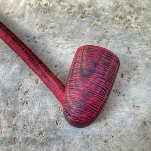 Handmade Wizard Pipe: Long Stem Churchwarden Tobacco Pipe, Black & Red
