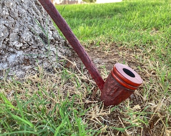 Handgefertigte Pfeife aus Kirschholz: 40cm langem Stiel aus Kirschholz