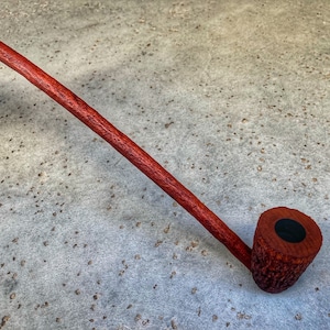 Handmade Long Stem Churchwarden Pipe: Rustic British Tan Finish