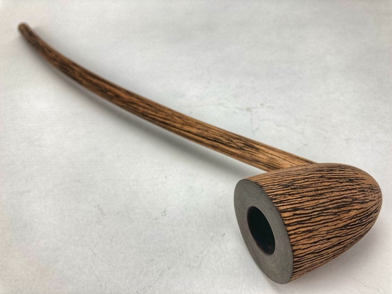 Long Stem Wizard Tobacco Pipe: Rustic Cherry Wood Churchwarden
