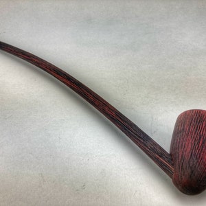 16" Long Stem Churchwarden Pipe: Handmade Rustic Red & Black Wood