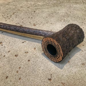 Long Stem Wizard Tree Stump Churchwarden Tobacco Pipe Black Smoke Finish