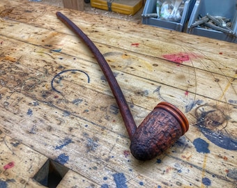 Pipa Churchwarden in legno di ciliegio fatta a mano, pipa per tabacco a stelo lungo