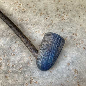 Handmade Wizard Pipe: Long Stem Churchwarden Tobacco Pipe, Black & Blue