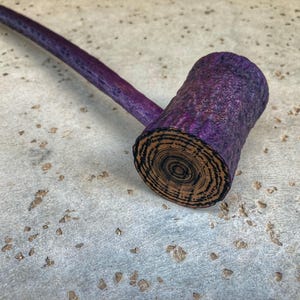 Long Stem Wizard Tree Stump Tobacco Pipe Black and Purple