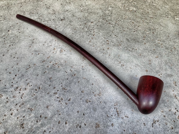 Long Stem Mahogany Wizard Pipe, Handmade Churchwarden