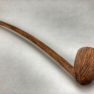 Handmade 16" Long Stem Churchwarden Pipe, Rustic Wood