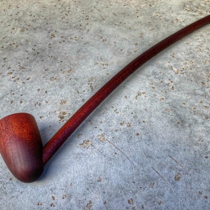 Long Stem Gandalf Fantasy Wooden Wizard Tavern Tobacco Pipe Smooth Red Mahogany (short barrel)