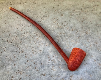 Pipa da tabacco Churchwarden fatta a mano, finitura marrone chiaro britannica, stelo lungo