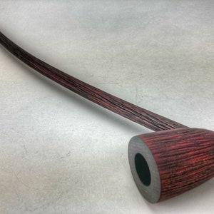 Long Stem Wizard Tobacco Pipe: Rustic Red & Black Churchwarden