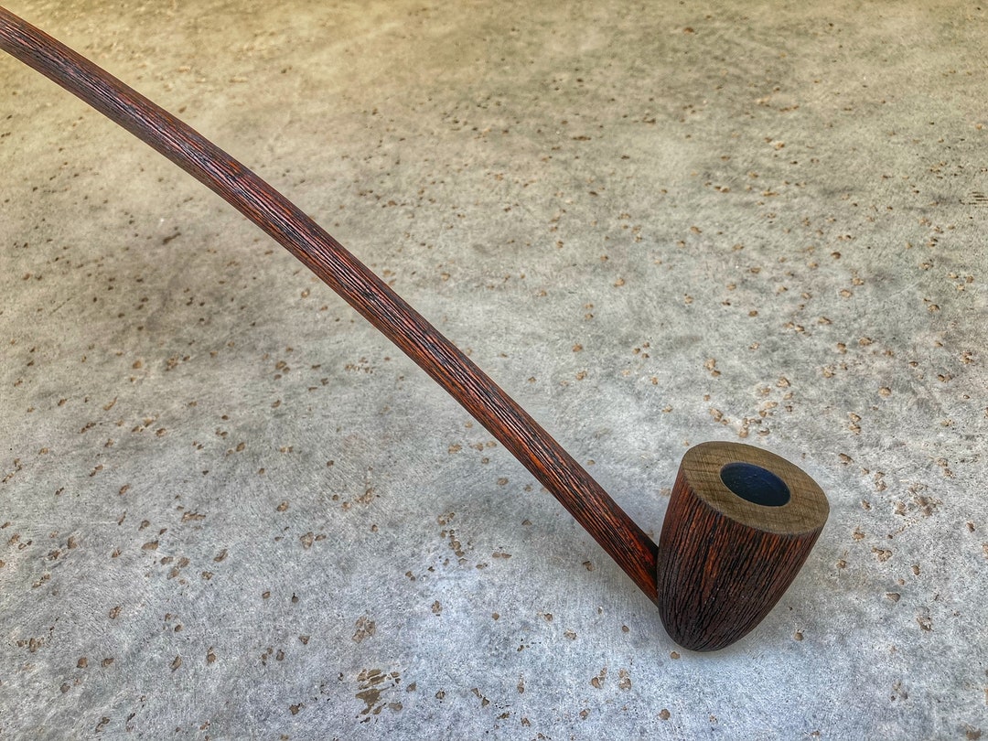long stem tobacco pipe Mahogany Wizard Pipe, Handmade Churchwarden Long Stem Wizard Tobacco Pipe