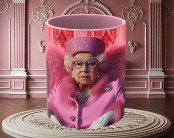 Queen Elizabeth II Coffee Mug | 11oz | Portrait | Fashion-Inspired Mug | Futuristic | Chic | Flashy | Realistic | Expressive Mug | Whimsical