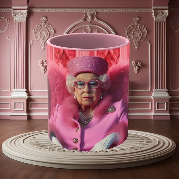 Queen Elizabeth II Coffee Mug | 11oz | Portrait | Fashion-Inspired Mug | Futuristic | Chic | Flashy | Realistic | Expressive Mug | Whimsical