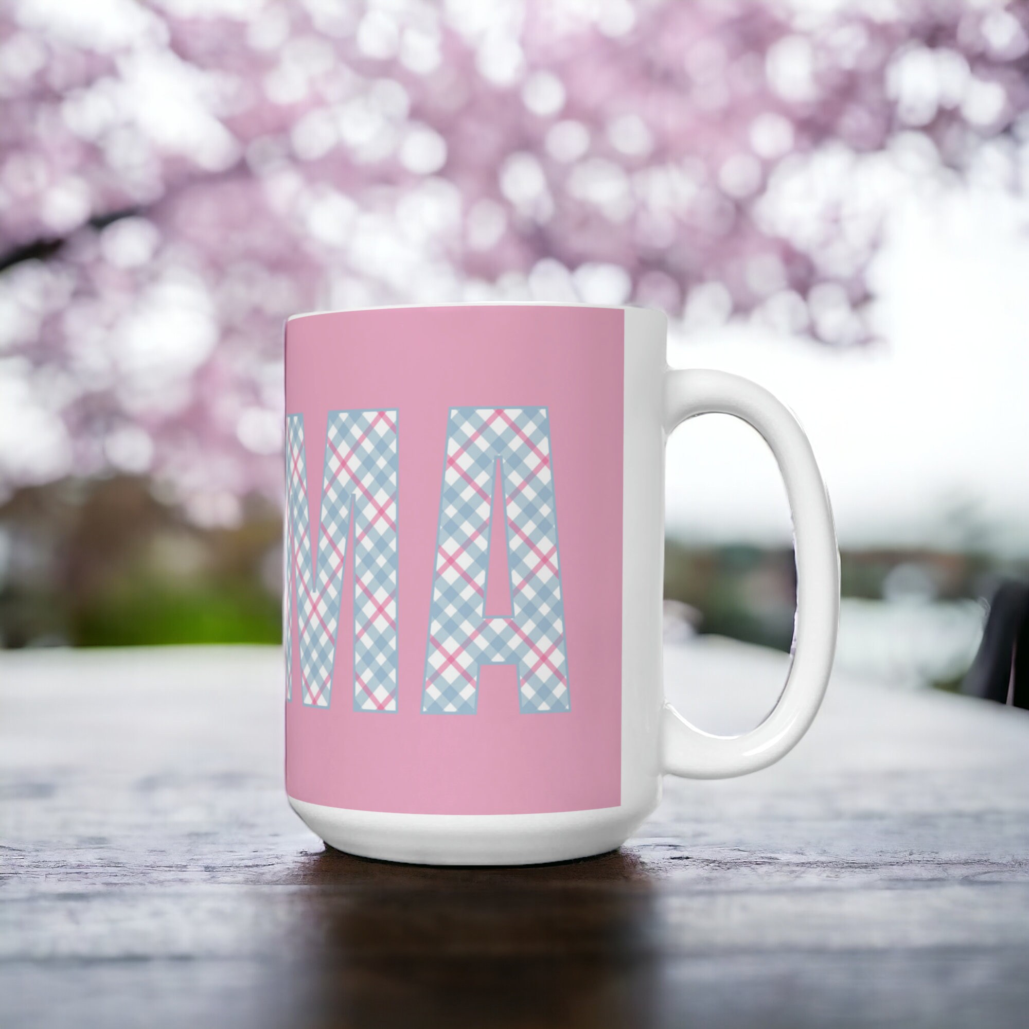 MAMA Coffee Mug 15oz | Pink Plaid | Blue Plaid | Mother's Day Gift | Tea Cup | Mom Life | Motherhood | Mama Bear | Mommy Mug | New Mom