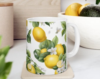 Lemon Coffee Mug | 11oz | Yellow Lemons | Citrus Design