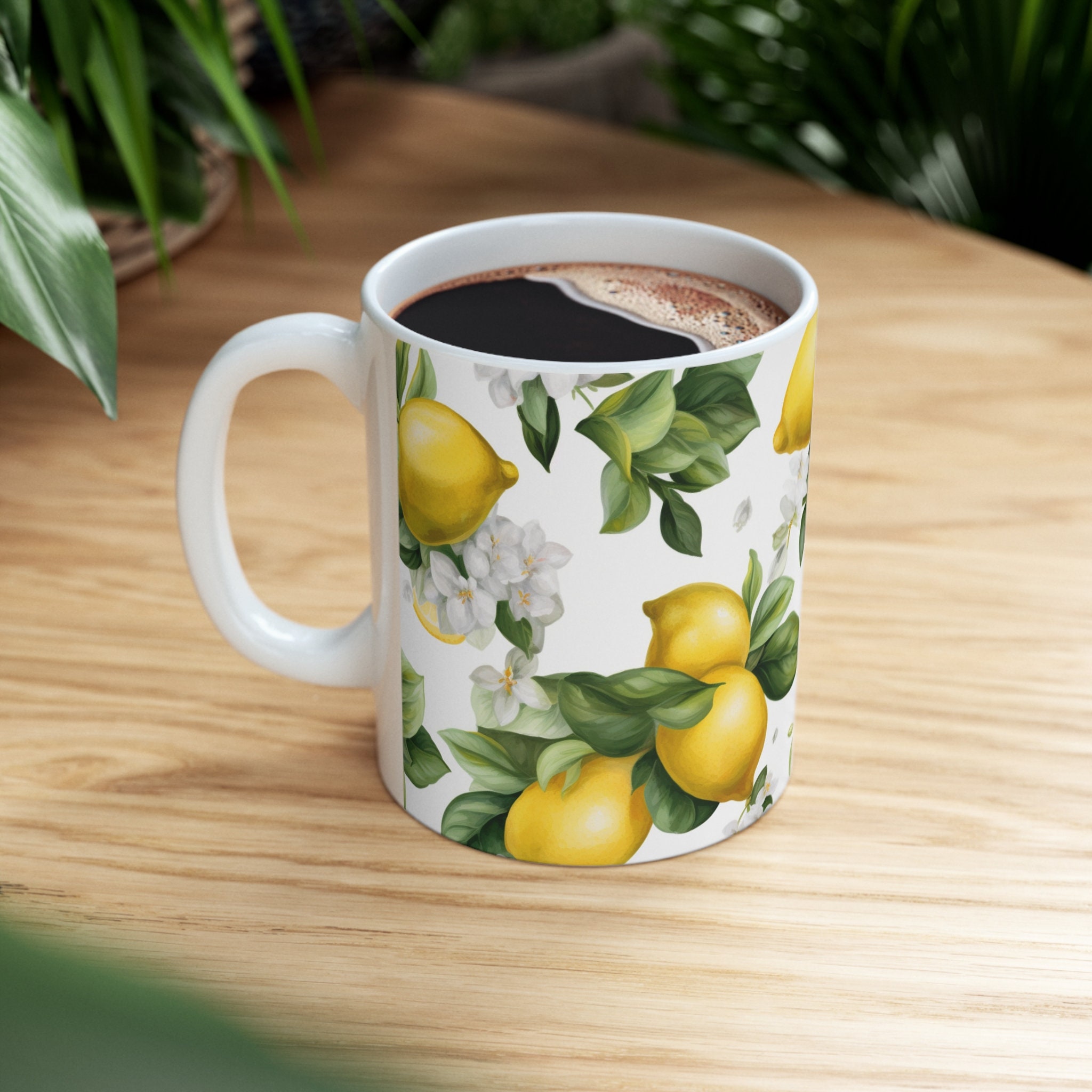 Lemon Coffee Mug | 11oz | Yellow Lemons | Citrus Design