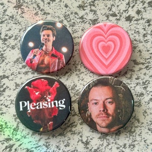 Harry Styles Merch Button Pin or Magnet Set -- HSLOT, Harry’s House, Pleasing *Set of 4*