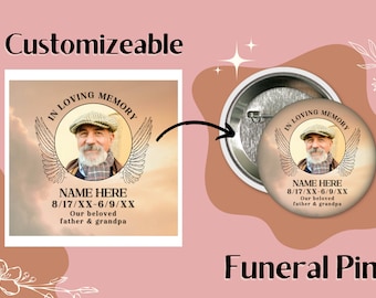 Pin funerario conmemorativo personalizado - Botón de recuerdo portátil - En memoria de