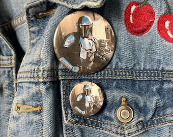 Mandalorian and Grogu Star Wars Button Pin Collectable for Backpack, Bag, Clothes