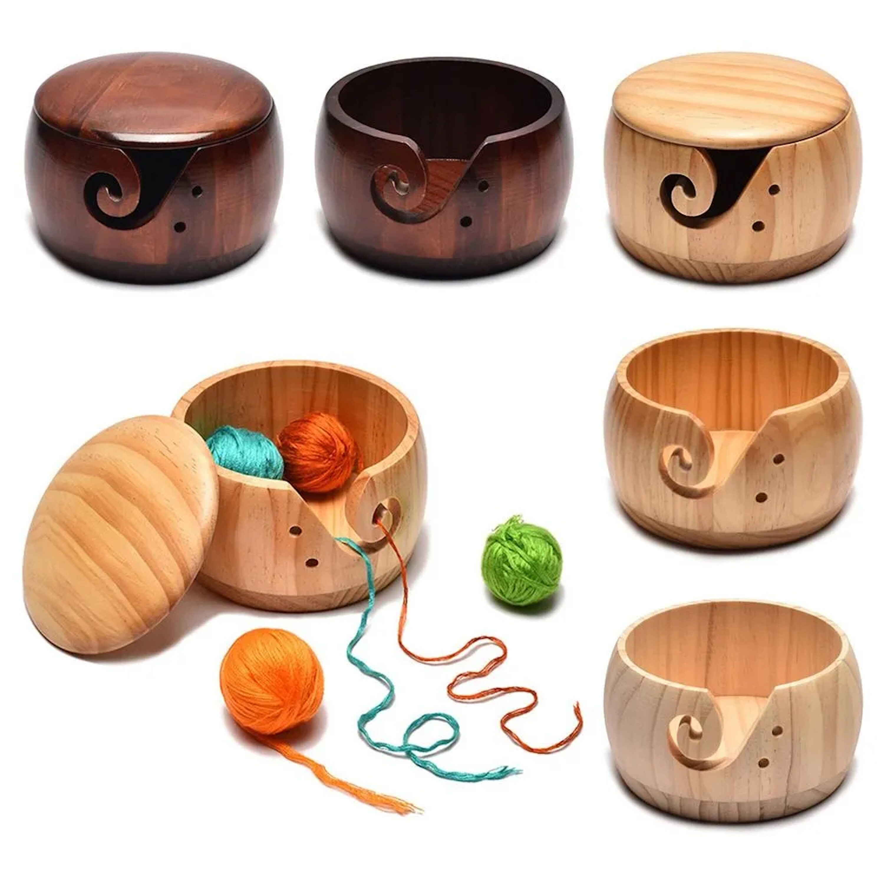 Yarn Bowls For Crocheting Knitting Wooden Yarn Bowl With Holes Perfect Yarn  Holder Bowl For Crocheting And Knitting Accessories - AliExpress