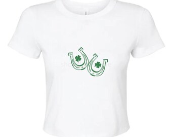 Lucky Horse shoe Cropped Baby Tee