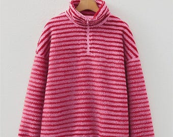 Pink stripe quarter zip